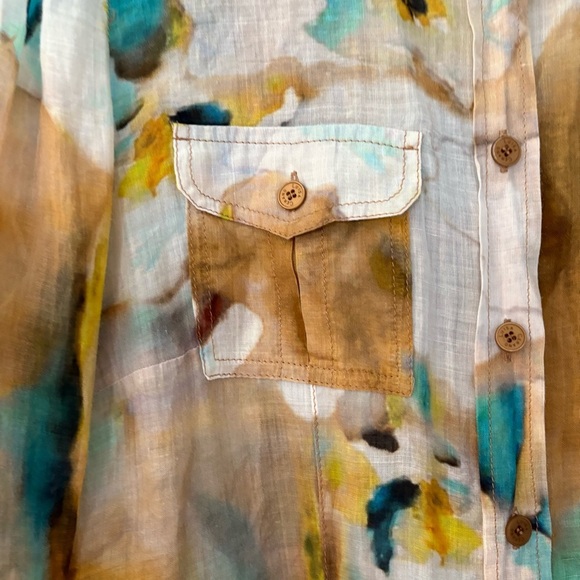 Luisa Cerano Woman’s sz 8 Abstract Rami Blouse - Picture 2 of 7